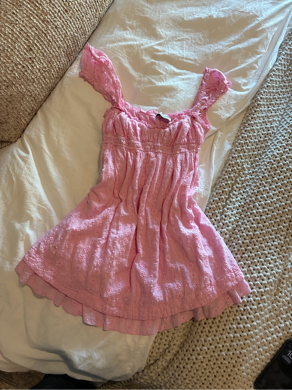 Princess Polly Pink Eyelet Ruffle Sundress
